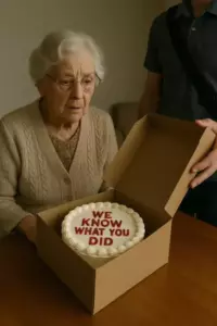 Nadie aparece en el cumpleaños de una anciana, excepto un mensajero con un pastel que dice: "Sabemos lo que hiciste".